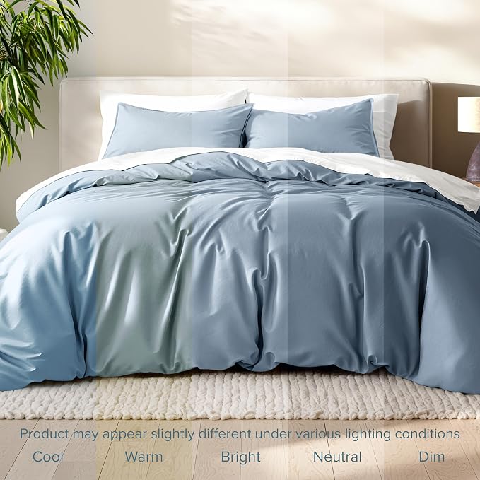 Bare Home Duvet Cover Set 1800 Ultra-Soft (Twin/Twin XL, Dusty Blue) | Lightweight, Cooling, Breathable, Premium 1800 Ultra-Soft, All-Season