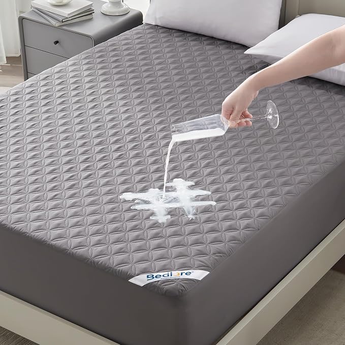 BEDLORE Waterproof King Size Mattress Protector, Deep Pocket Fit, Washable | Soft Noiseless Breathable Bed Mattress Cover Pad, Fits 6-18 Inch Deep Mattresses, Ideal for Home, Bedroom, Hotel, Gray