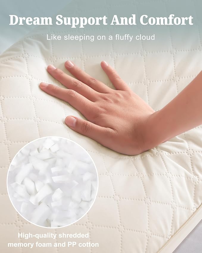 YZ HOME Long Body Pillow for Adults,Firm Body Pillow Shredded Memory Foam | Adjustable Height,Support for Side Sleeper & Pregnant Women(Beige,20x54 Inch)