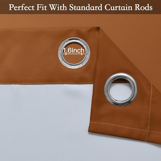 SimpleHome Ombre Burnt Orange to Grey White Curtains for Living Room 52x84L | Room Darkening Curtains for Bedroom,Gradient Light Blocking Curtain,Thermal Insulated Grommet Window Drapes,2 Panels,84 Inch