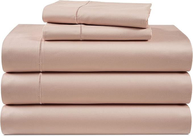 LANE LINEN Split King Deep Pocket Sheets Sateen Weave - Sepia Rose | Split King Cooling Sheets Sets For Adjustable Bed - 5-Piece Set, For Guests And Everyday Use, Guest-Ready Comfort