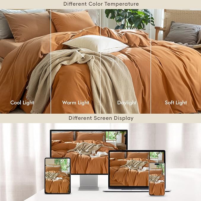MooMee Duvet Cover Set 100% Washed Cotton Linen Like Oversized King | Relaxed Linen-like Texture. Soft, Breathable & Long-lasting Comfort. Lightweight. Hidden Zipper with 8 Interior Corner Ties