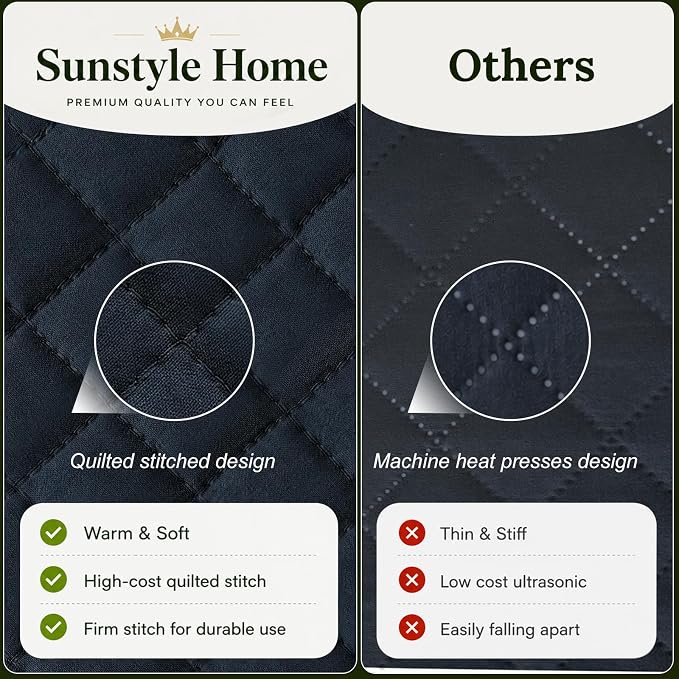 SunStyle Home Queen Quilt Bedding Set, Lightweight Summer Bedspreads,Navy | Soft Coverlet With 2 Pillow Shams,Morden Style Quilts for All Season, Suitable for Bed,Couch,Bedroom,Guest Room,90"X96"