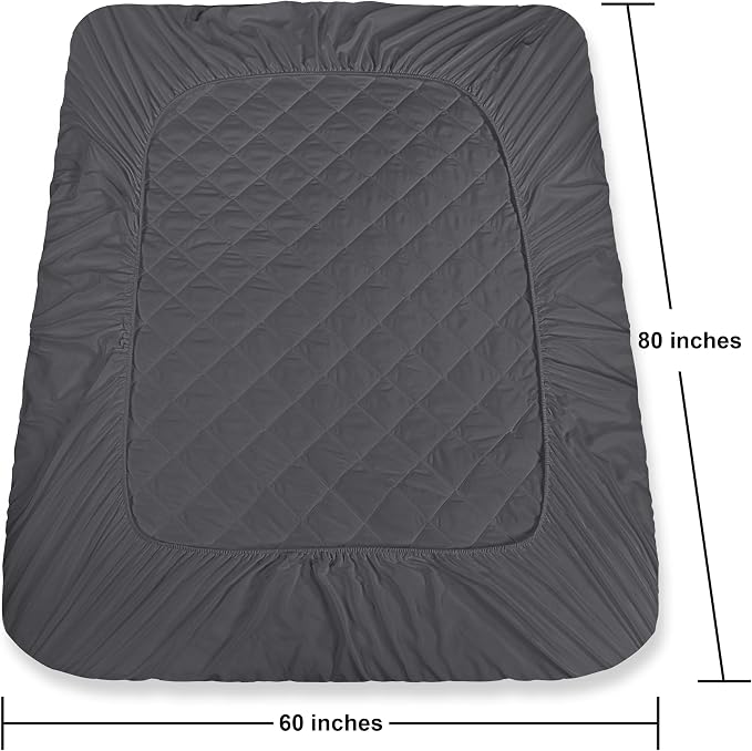 Quilted Fitted Mattress Pad, Queen Mattress Protector Topper with Deep Pocket Stretches up to 16 Inches, Machine Washable Mattress Cover by Utopia Bedding (Grey) | Soft Breathable Fitted Mattress Cover, Noiseless, Deep Pockets & Machine Washable for Ho...