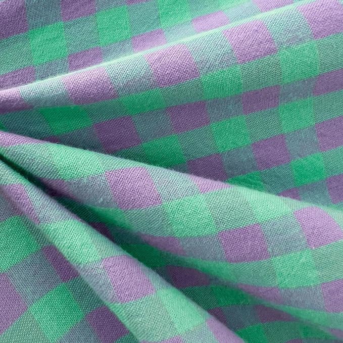 LifeTB Green Gingham Comforter Set Full Modern Style Green Purple Plaid Comforter Set Fluffy Soft Farmhouse Gingham Bedding Comforter 3 Pieces Grid Checkered Pattern Comforter with 2 Pillowcases