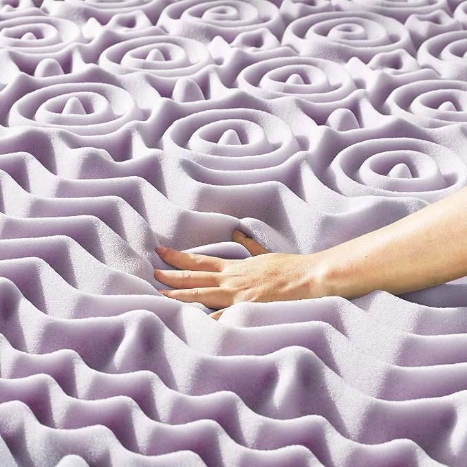 Mellow 3 Inch 5-Zone Memory Foam Mattress Topper, Soothing Lavender Infusion, Dorm Essentials, Twin
