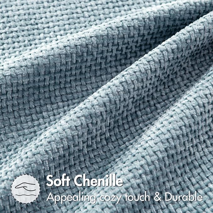 MIULEE Decorative Couch Throw Pillow Covers 20x20 Inch Light Blue 2 Pack | Coastal Modern Boho Accent, Soft Chenille Pillow Covers, Farmhouse Cushion Cases for Home Decor Bed Sofa Living Room