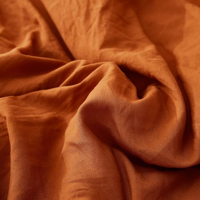 Burnt Orange Pillowcases Cute Pillow Cover Rust Ruffle Queen Set of 2 Shabby Chic Caramel Pillowcases 2 Pack (Queen (20''x30''), Caramel)