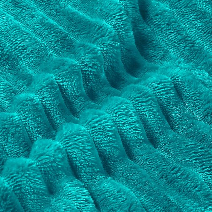BEDELITE 3D Ribbed Ocean Blue Fleece Twin Blanket for Couch, 60x80 Inch | Soft Warm Fluffy Blanket for Bed Sofa College Dorm Room Decor, Luxury Cozy Plush Birthday Gifts for Women Girls, Lightweight