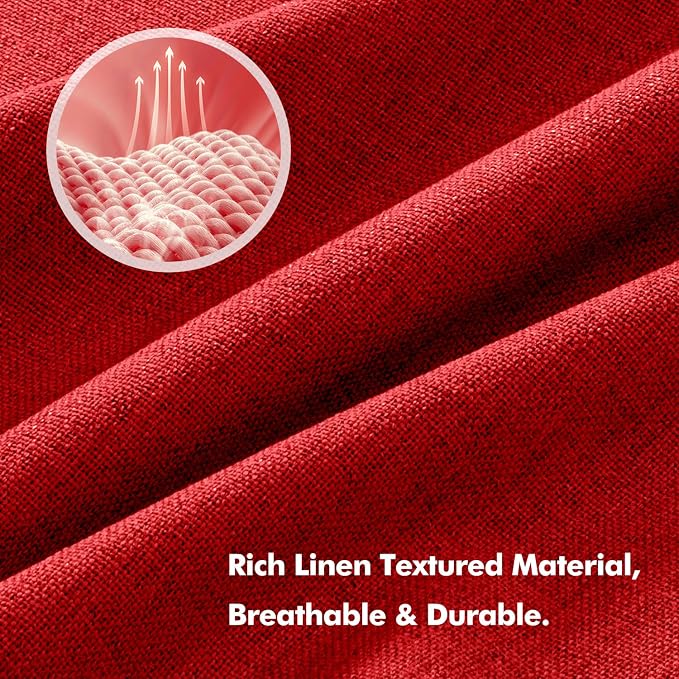 MIULEE 100% Blackout Linen Curtains 42 x 84 Inch Christmas Red 2 Panels | Thermal Insulated, Room Darkening Drapes for Bedroom Living Room, Back Tab Rod Pocket Pinch Pleated, Solid Luxury Decor