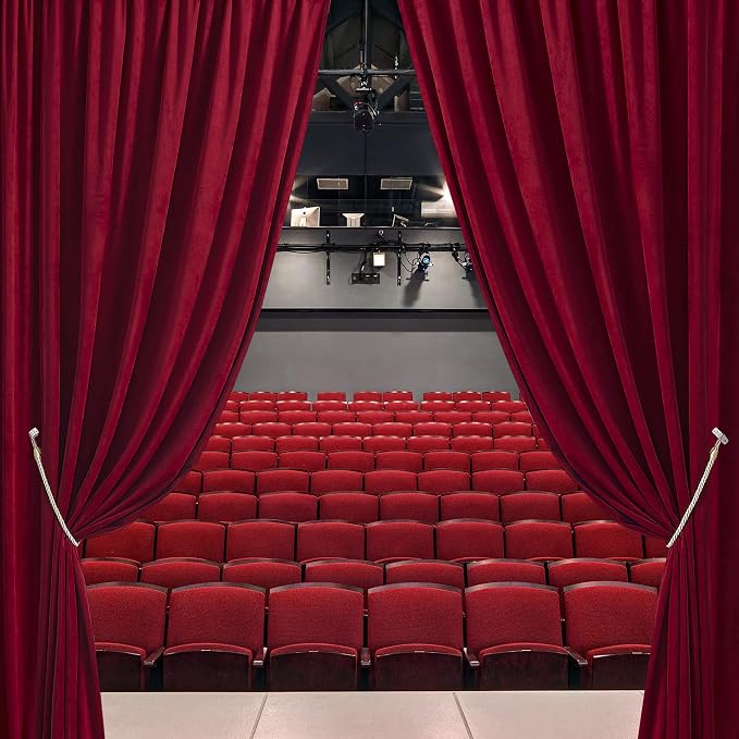 RYB HOME Velvet Curtains 108 inches Long, Extra Long High Ceiling Curtains | Thermal Insulated, Luxurious Home Decor, Curtains for Apartment Loft Large Windows, W52 x L108, Ruby Red, 2 Panels Set