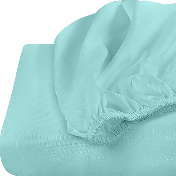 Utopia Bedding Twin XL Fitted Sheets - Bulk Pack of 2 Bottom Sheets - Soft Brushed Microfiber - Deep Pockets - Shrinkage & Fade Resistant - Easy Care (Twin XL, Spa Blue) | Hotel Comfort, Cooling & Breathable Cotton like Polyester, Easy Fit, Wrinkle & F...