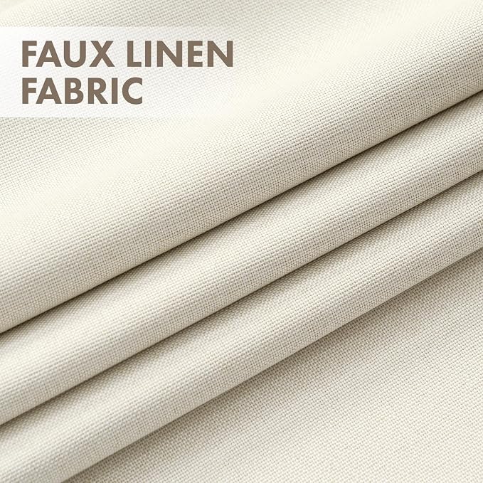 MIULEE 100% Blackout Linen Curtains for Bedroom 40W x 84L Ivory 2 Panels | 84 inches Long, Thermal Insulated, Room Darkening, Black Out Drapes for Living Room, Back Tab Rod Pocket