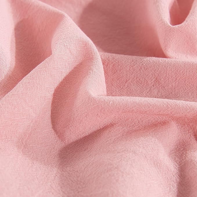 NEXHOME PRO Duvet Cover Twin 100% Washed Cotton, Organic Natural Linen Like Textured, Breathable, Durable, Home Bedding Set, Heathered Pink 6890