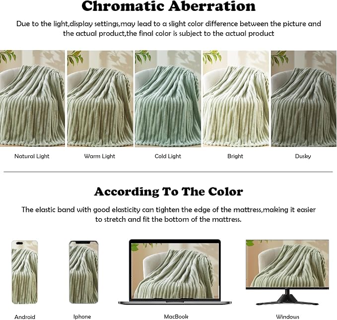 NEWCOSPLAY Fleece Ribbed Cozy Queen Blanket for Couch, Sage Green, 90"x90" | Premium Silky Flannel Blanket, Soft Lightweight Fluffy Throw Blanket for Bed Sofa Decor, Gift for All Season Use