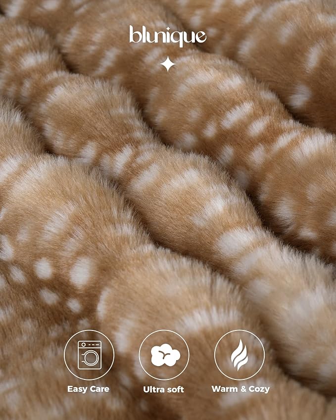 Ultra Soft Cozy Faux Fur Throw Blanket, Fuzzy Plush Thick Bubble Blanket, Oversize Luxury Fluffy Blanket for Couch, Bed, Bedroom and Living Room, 60x80 Inches, Tie-Dye Camel