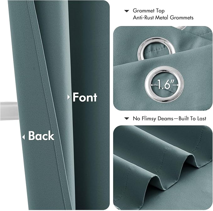 MIULEE Blackout Curtains for Bedroom 2 Panels 40 x 84 Inch Long Dusty Blue | Thermal Insulated, Living Room Darkening Grommet Drapes, Noise Reducing, Light Blocking Window Treatments