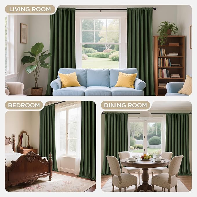 Joydeco 100% Blackout Curtains Velvet Black Out Curtain 90 Inch Drapes | for Bedroom Living Room, Heat and Light Blocking, Thermal Insulated Luxury Heavy Duty Curtain 2 Panels Back Tab&Rod Pocket