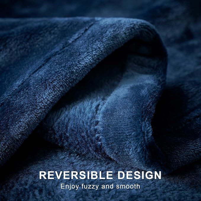 Hansleep Throw XL Navy Blue Fleece Blanket, Soft Flannel Bed Blanket | Fuzzy Cozy Blanket 50x70 Inches, Multi-use for Bed, Sofa, Couch, Travel, Camping, All Season Warm Lightweight Cover