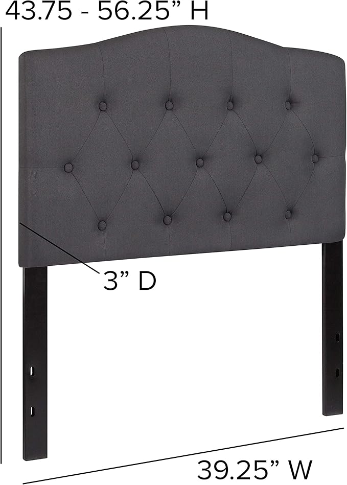 Flash Furniture Twin Tufted Fabric Headboard, Dark Gray | Adjustable Height, Easy Install, Bedroom Decor