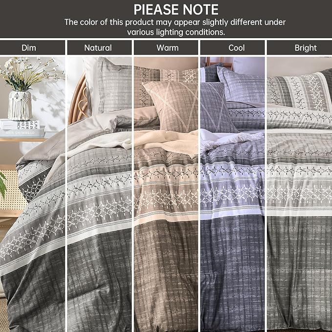 Dintszyayue Taupe King Comforter Size Set, 8 Pieces Striped Texture Bed in a Bag Bedding Sets, Lightweight Soft Comforter and Sheet Set, All Season Microfiber Teen Boys Bedding Sets for Men Women