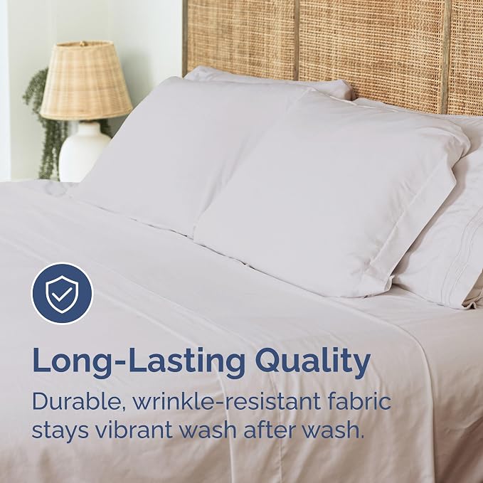 Queen Flat Sheet - Single Top Flat Sheet Only - Soft & Cooling - Light Grey | Hotel Luxury Top Flat Sheet Only, Ultra-Soft, Breathable & Cooling, Fade & Wrinkle Free, Easy-Care, Stain & Shrink Resistant