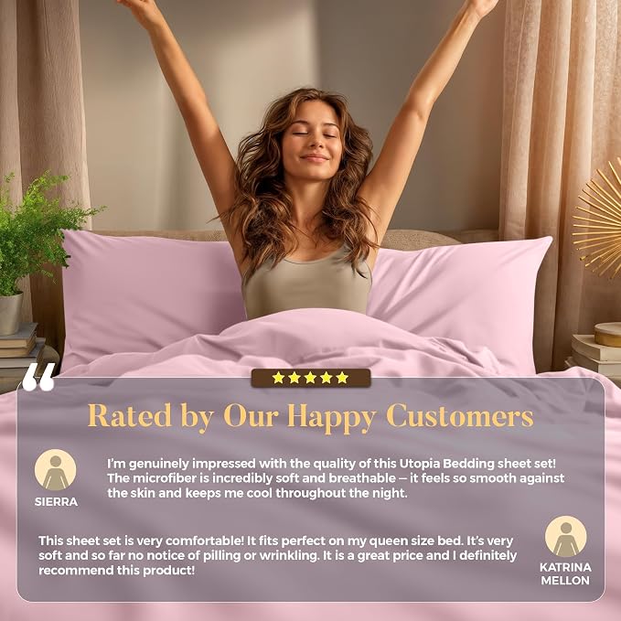 Cal King Sheets Set, 4 Pieces 16" Deep Pocket Bed Sheets, Crystal Pink | Extra Soft Bedsheet Set, Comfy & Breathable Cooling Sheets, Wrinkle & Fade Resistant, Fitted Sheet, Flat Sheet, 2 Pillowcases