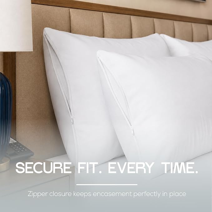 Utopia Bedding Premium 100% Waterproof Pillow Protectors with Zipper King Size (Set of 40), Bed Bug and Dust Mite Proof Zippered Pillow Covers, Pillow Encasement Cases, White