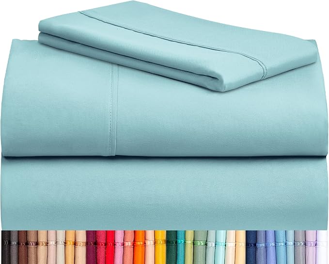 Twin Sheets Set, Deep Pocket Twin Size Bed Sheets, 4PC Soft Bed Sheet Set | Luxclub Cooling Fitted Sheet & Pillowcase Sets, Breathable Hotel Luxury Bedding Wrinkle Free, Aqua