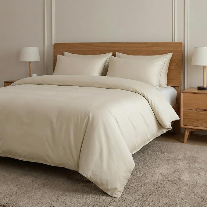 HeimenAogo 600TC Egyptian Cotton Duvet Cover Full Size Sateen Weave, Silky Soft and Breathable Bedding Set with Zipper Closure, Long Staple Cotton Bed Linen Linen Grey 3Pcs (80"×90")
