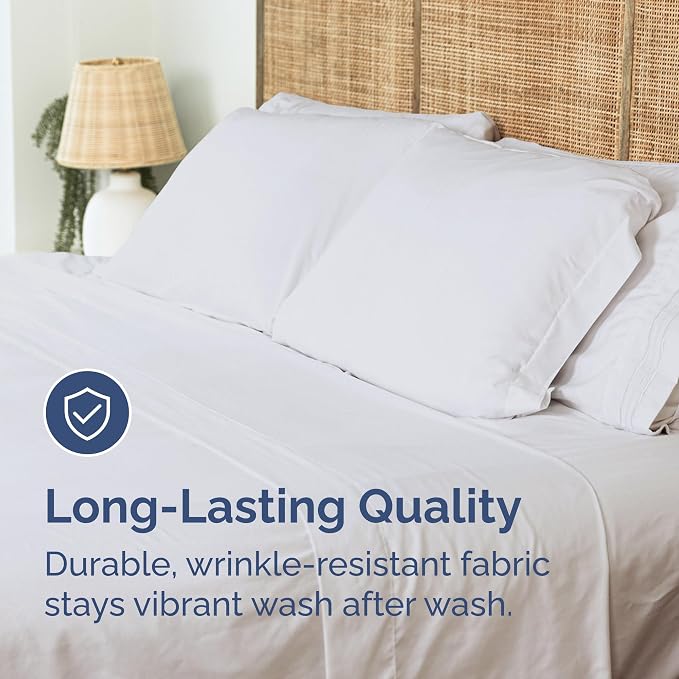 Twin XL Flat Sheet - College Dorm Room - Top Flat Sheet Only - French Grey | College Dorm Room Essentials, Ultra-Soft, Breathable & Cooling, Fade & Wrinkle Free, Easy-Care, Stain & Shrink Resistant