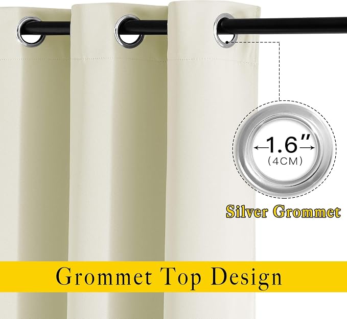 NICETOWN Blackout Curtains & Drapes 84 inch Long - Grommet Window Treatment Thermal Insulated Solid Grommet Blackout Curtains for Bedroom/Living Room (Beige, Set of 2, W66 x L84)