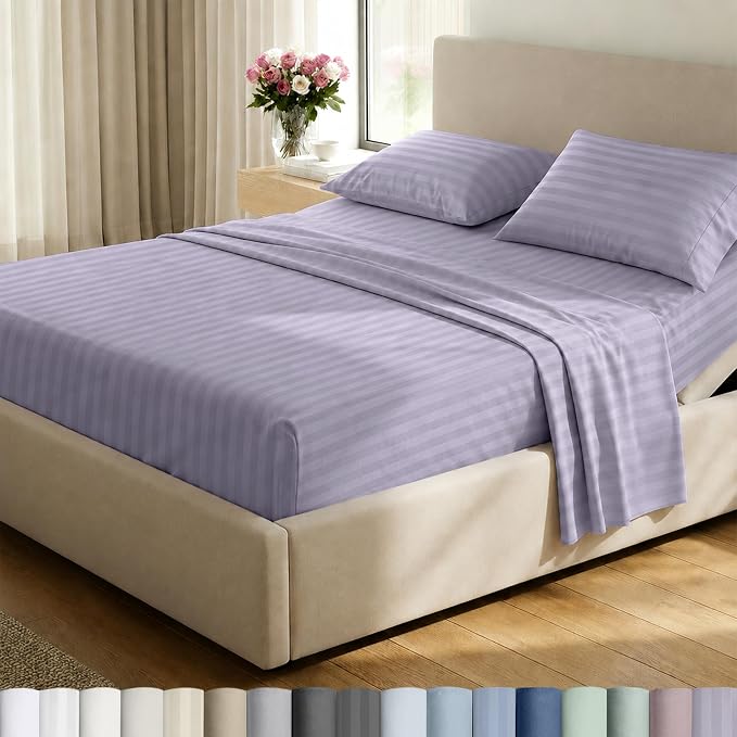 California Design Den 100% Cotton Sateen Split King Sheets Set, 5 Pcs | 500 Thread Count with Good Housekeeping Seal, Split King Sheets Sets for Adjustable Bed with 2 Separate Twin-XL Mattresses