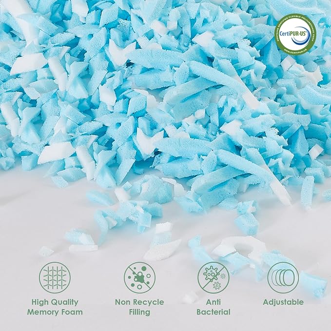 Dreamood Cooling Body Pillow Shredded Memory Foam with Pillowcase for Adult | Adjustable Foam Pregnancy Long Full Bed Body Pillows for Adults Side Sleeper - with Washable Cooling&Soft Double-Sided Cover