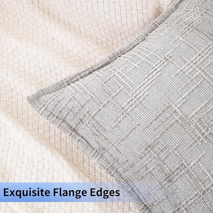 HPUK Chenille Throw Pillow Covers 18x18 Inch, Soft Woven Texture, Set of 2 | Plush woven texture, invisible zipper, couch sofa bed bedroom living room decor, square cushion covers, inserts not included