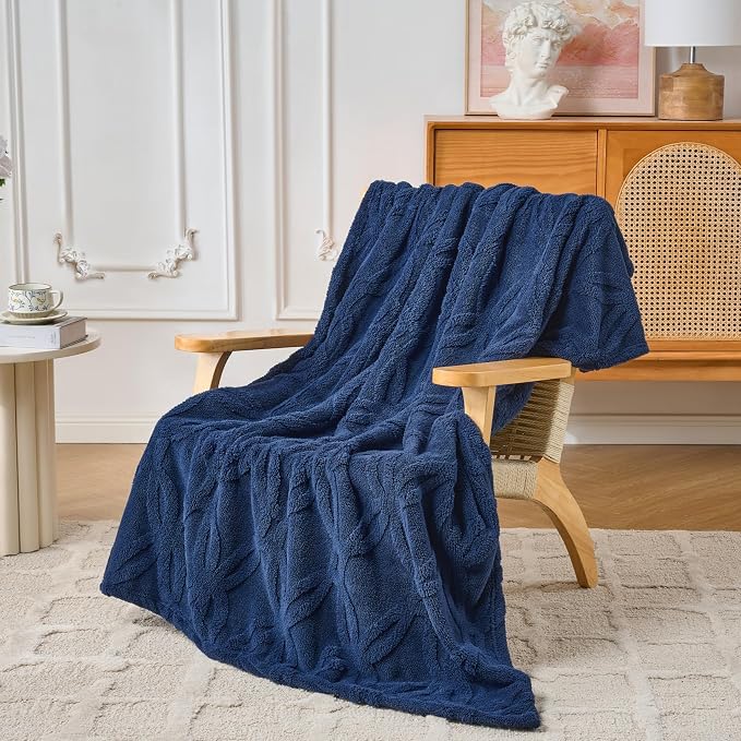 Navy Throw Blanket - Soft & Fluffy Fleece, Cute & Aesthetic, Perfect for Sofa, Couch, Chair, Bed, Living Room & Bedroom, All-Season Use, Plush & Cozy Decorative 50x60 Inch Blanket