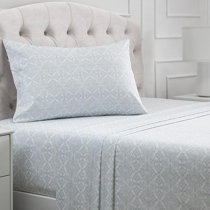 Mellanni Iconic 3-Piece, Ultra Soft Sheet Set (Twin XL, Laced Sky Blue) | 10M+ Sleepers. Lab-tested: Sleeps Cool, Stays Bright, Strong, Smooth. Good Housekeeping Best Bedding, 7 yrs running.