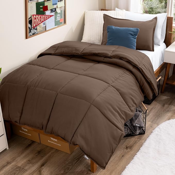 Bare Home Comforter Set - 1800 Ultra Soft (Twin/Twin XL, Cocoa) | All-Season, Breathable, Hypoallergenic, Premium 1800, Warm, Cozy