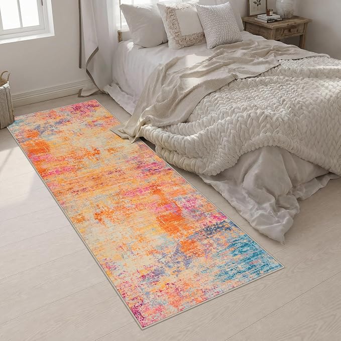 3x10 Washable Runner Rug：Modern Abstract Soft Carpet Galaxy Haze | For Hallway, Bedroom, Kitchen, Laundry, Bathroom,Door Mat,Modern Abstract,Machine washable,Non-Slip,Stain Resistant,Indoor