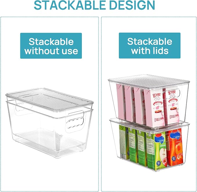 Vtopmart 12 Pack Clear Stackable Storage Bins with Lids, Medium