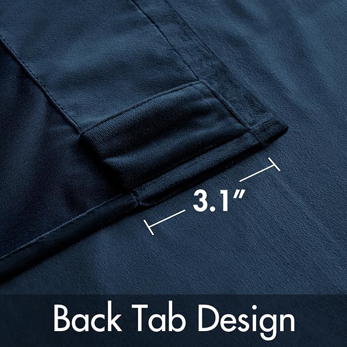 MIULEE Navy Blue Velvet Curtains 52x108 inches Luxury Blackout Curtains | Thermal Insulated, Super Soft Window Drapes for Bedroom Living Room, Rod Pocket & Back Tab