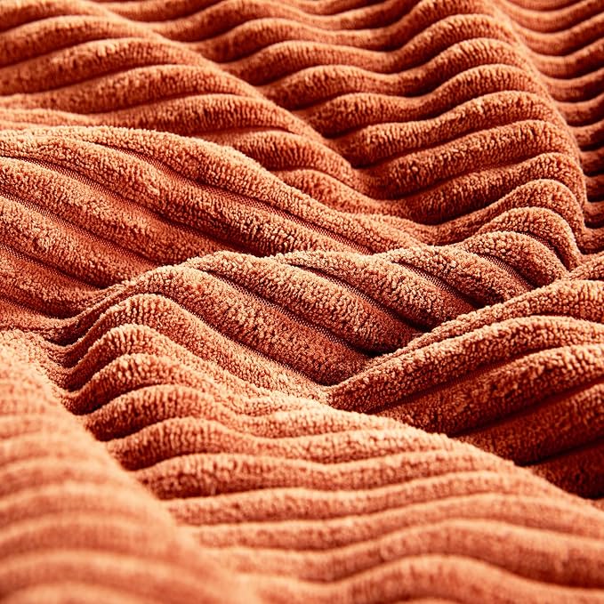 Fancy Homi Set of 2 Burnt Orange Samll Decorative Throw Pillow Covers 12x12 Inch for Living Room Couch Bed, Boho Farmhouse Fall Home Decor, Soft Corss Corduroy Patchwork Textured Cushion Case 30x30cm