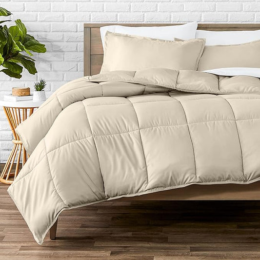 Bare Home Comforter Set - 1800 Ultra Soft (Oversized King, Sand) | All-Season, Breathable, Hypoallergenic, Premium 1800, Warm, Cozy