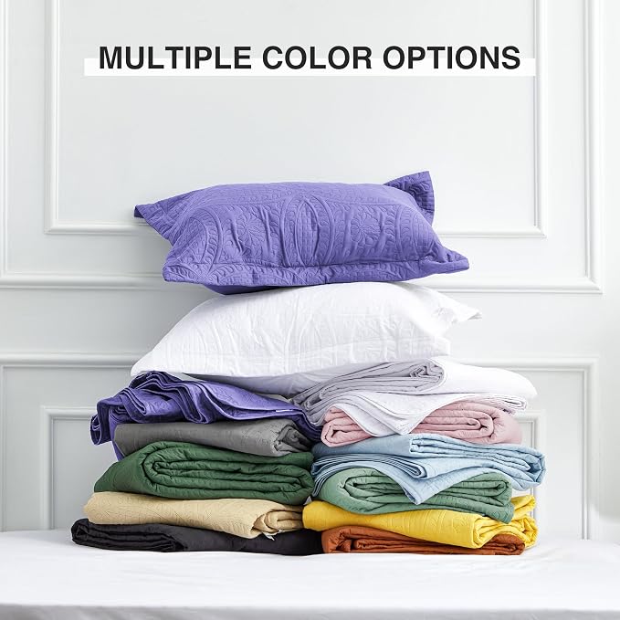 Love's cabin Twin Quilt Bedding Set Deep Purple Bedspreads - Soft Bed Summer Lightweight Bedspread Comforter - Coin Pattern Bedding Coverlet for All Season - 2 Pieces (1 Quilt, 1 Pillow Sham)