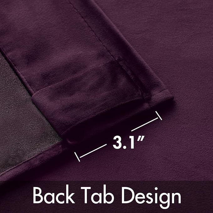 MIULEE Dark Purple Velvet Curtains 52x90 inches Luxury Blackout Curtains | Thermal Insulated, Super Soft Window Drapes for Bedroom Living Room, Rod Pocket & Back Tab