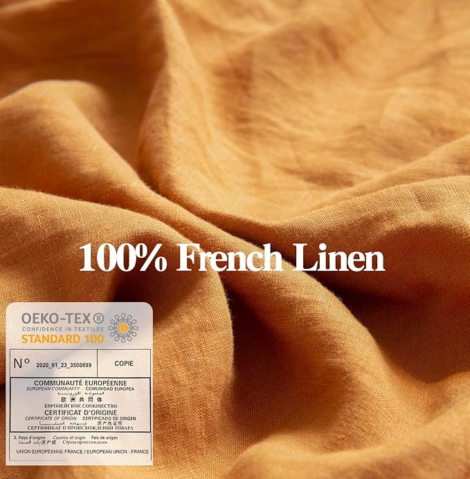 Simple&Opulence 100% Washed Linen Euro Shams 26'' x 26'' Pack of 2, Basic Style Solid Color Natural Flax Farmhouse Decorative Square Throw Pillow Covers for Bed Couch Sofa - Rust