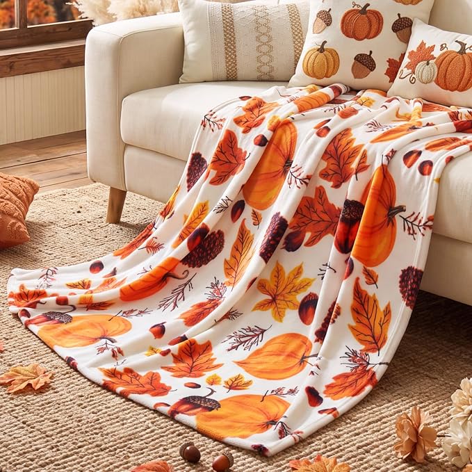 BEDELITE Fleece Blanket Soft Fall Throw for Couch Autumn Pumpkin 50"x60" | Ultra Soft Fleece, Plush Microfiber, Lightweight Warmth, Thanksgiving Gift, Fall Home Decor, Machine Washable, Couch Sofa Bed