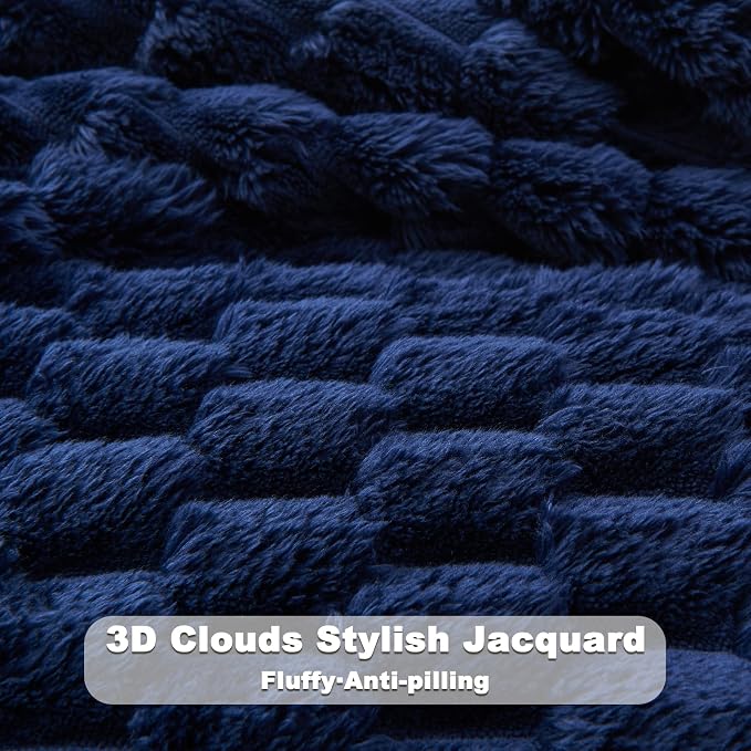 NEWCOSPLAY Fleece Clouds Cozy King Blanket for Couch, Dark Navy, 90"x110" | Premium Silky Flannel Blanket, Soft Lightweight Fluffy Throw Blanket for Bed Sofa Decor, Gift for All Season Use