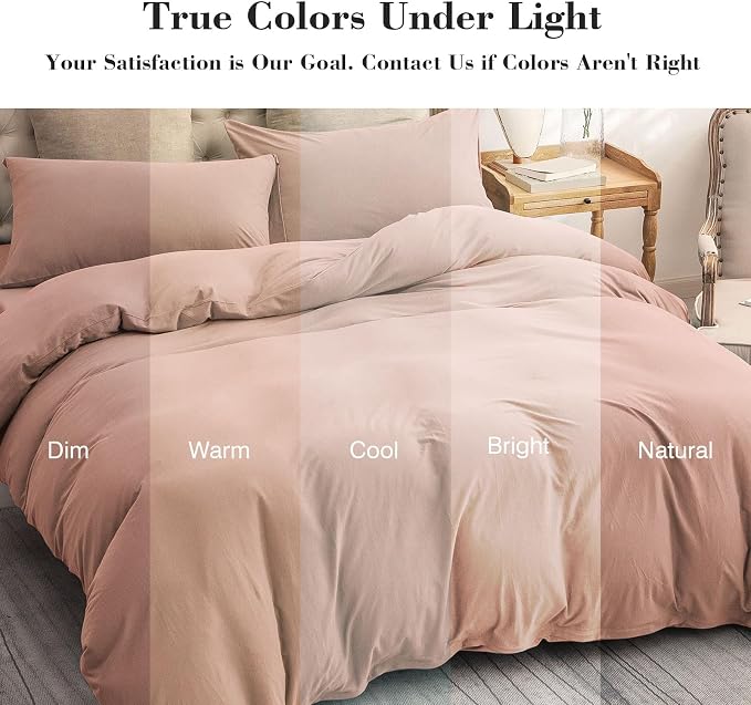 PURE ERA Jersey Knit Sheet Set Solid Petal Pink Queen | 100% Cotton, 3 Piece Set, T Shirt Soft, Breathable, Envelope Closure Pillowcases, Hidden Zipper, 8 Ties, No Insert, Modern