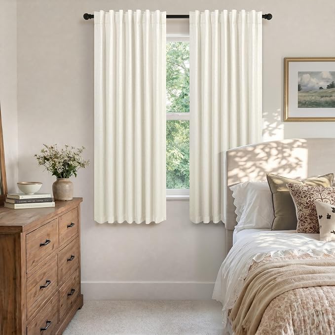 Room Darkening Curtains 72 Inch Length 2 Panel Burg for 70 Inch Size Not Cover Heat Vent Linen Blackout Insulated Thermal Curtain for Winter Cold Weather Neutral Black Out Drape for Bedroom 6FT Long